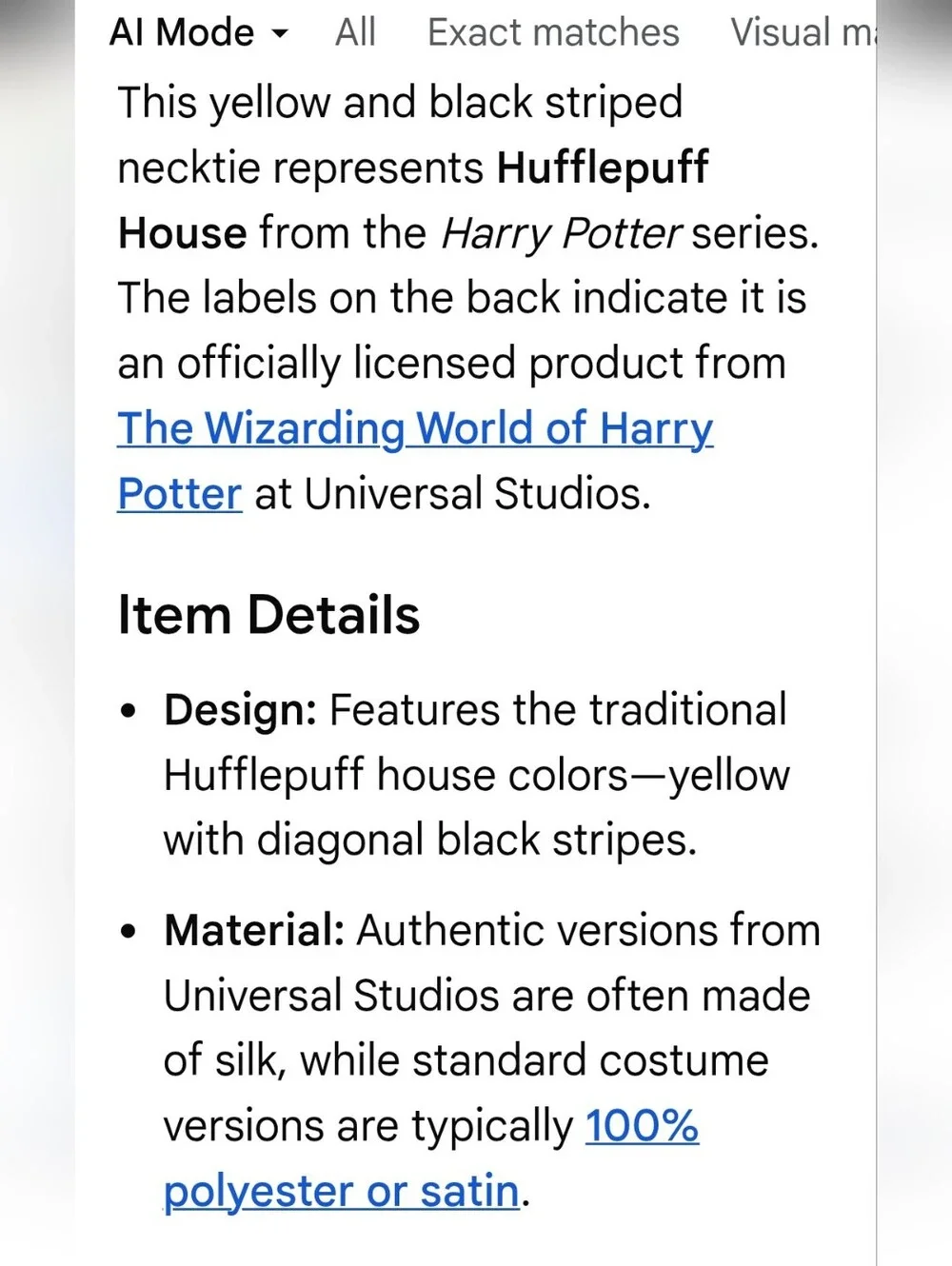Harry Potter Hufflepuff House Gold Black Stripe 100% Silk Neck Tie